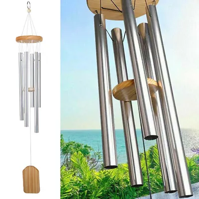 6 Tubes Wind Chimes Large Deep Tone Chapel Bells Outdoor Garden Decor Gifts • £6.99