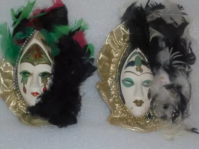 Ceramic Wall Hangings Beautiful Hand Painted Opera Masks (lot Of 2)! Excellent! • $28.88