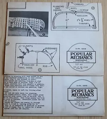 $50.39 • Buy Vintage Popular Mechanics 16FT Canoe Boat Build Prints
