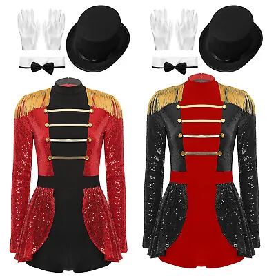 Womens Ringmaster Outfit Bodysuit Vintage Circus Magician Gloves Festival Sets • $12.08