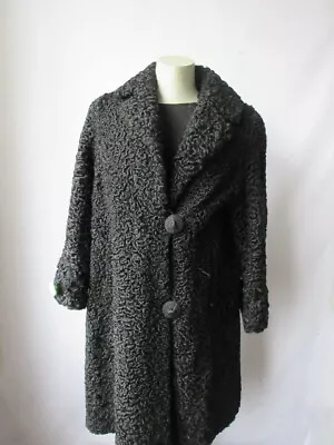 Women's  Sz 8  Black Real Persian Lamb Fur Coat MINT 💰 Sale • $150