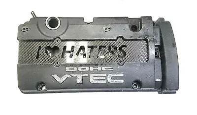 CARBON FIBER I LOVE HATERS VALVE COVER Fits HONDA PRELUDE VTEC H22 H22A H22A1 SI • $74.99