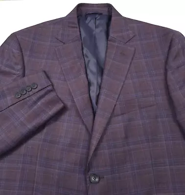 $548 Bloomingdales Purple Tonal Plaid Wool Sport Coat Blazer Jacket Mens 42R • $157.46