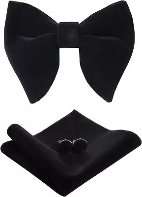 PACGOTH Bow Ties For Men Pre-Tied Bow Tie Vintage Tuxedo Oversized Velvet Bow Ti • $34.95