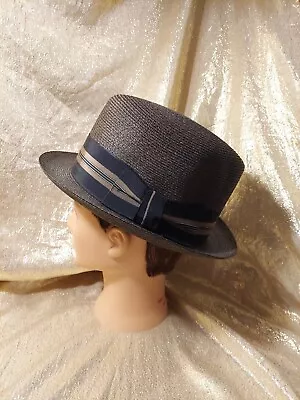 Mens Vintage Cavanagh Fedora Straw Hat Ribbon Hat Cincinatti New York 7 1/8 • $80