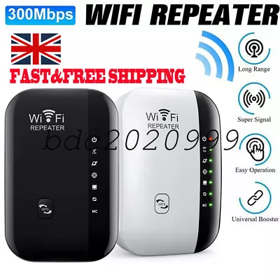 Wireless WiFi Signal Expander Internet Repeater Range Extender Network Amplifier • £8.99