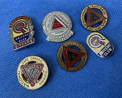 Vintage 6 RoSPA Safe Driving Award  Group Lot Enamel Enamelled Pin Badge Badges • £24