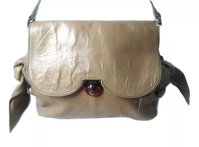 Z Spoke Zac Posen Zac Sack Shoulder Bag Taupe Leather Purse Retail $368 • $59