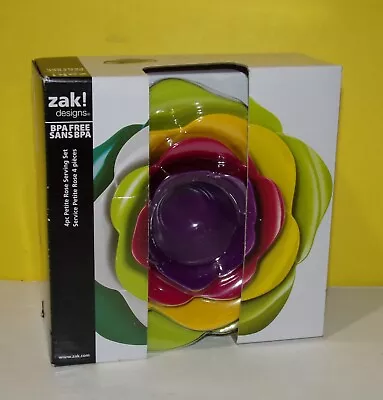 New Zak 4 Piece Stacked Melamine Nesting Bowls Petite Rose Lotus Flower • $22.93