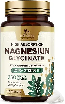 Magnesium Glycinate Supplement 250 Mg Magnesium Supplement 100% Chelated • $11.32
