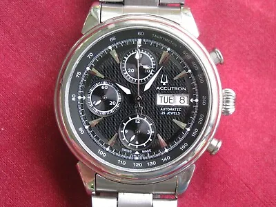 Bulova Accutron Stainless Steel Automatic Chronograph Wrist Watch Valjoux 7750 • $799.99