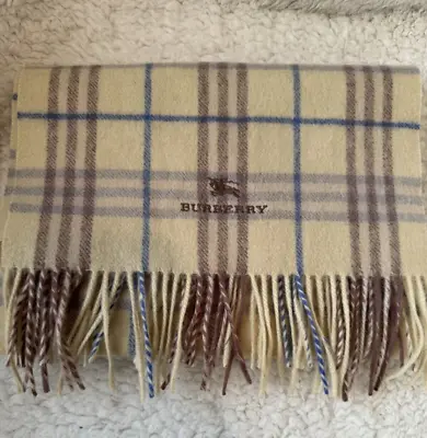 Vintage BURBERRY Lambswool Scarf 59  X 10.75  Made In England Rare Knights Logo • $49.99