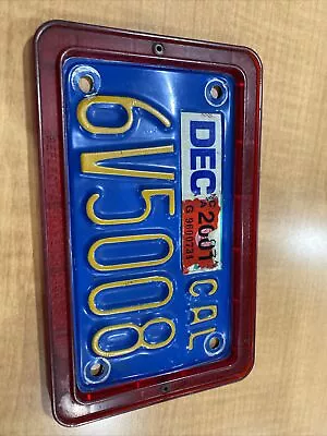 Vintage California Blue Yellow Motorcycle License Plate Reflecta Reflector Frame • $20