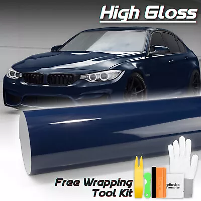 High Gloss Midnight Blue Car Vinyl Wrap Sticker Decal Sheet Film DIY Air Release • $4.99