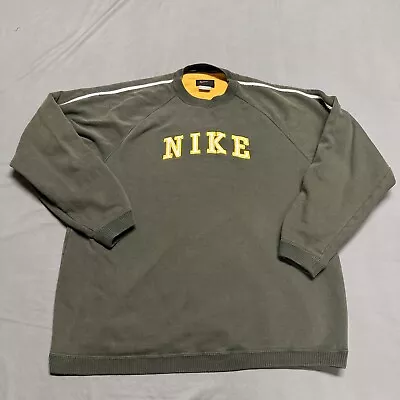 Vintage Nike Spellout Embroidered Sweatshirt Size Large Green • $39.94