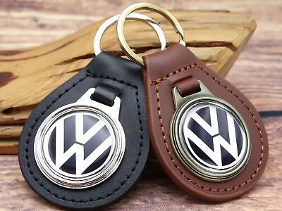 $19.99 • Buy NEW RARE VINTAGE BLACK VOLKSWAGEN VW TRUCK CAR Leather Key Chain Ring Fob NOS