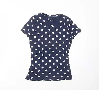 £3 • Buy TU Womens Blue Polka Dot Cotton Basic T-Shirt Size 10 Round Neck