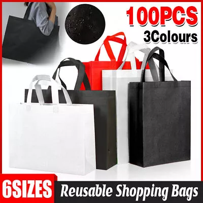 100X Reusable Shopping Bags Tote Bag Washable Eco Friendly Non Woven Folding Bag • $52.91