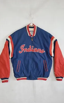 Vintage Cleveland Indians Mirage Jacket Men’s Medium Blue Full Zip • $62.30