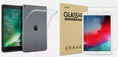 For IPad 9th/8/7th Slim Clear Silicone Gel Case Plus Glass Screen Protector 10.2 • £5.89