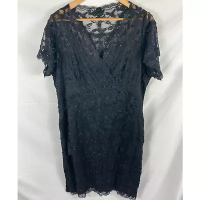 Marina Beaded Lace Black Cocktail Dress Size 18W • $31.68