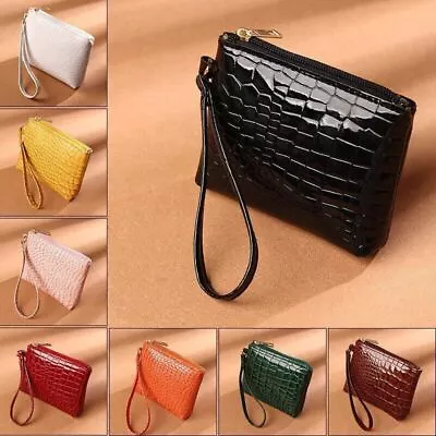 Women Leather Coin Card Key Ring Wallet Pouch Mini Purse Zip Up Small Change Bag • £3.69