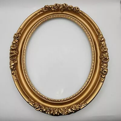 Gold Vintage Victorian Oval Wood Frame Fits 10  X 13 Wall Art Flower Roses Gesso • $49.99