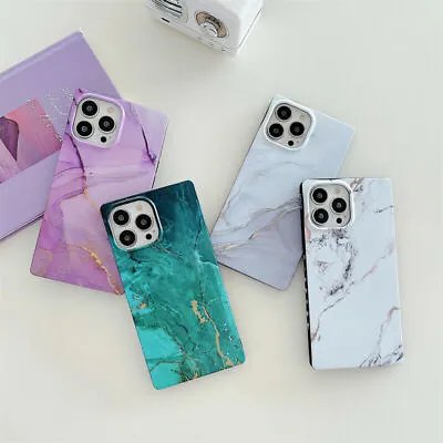 $17.59 • Buy Luxury Square Marble Print Phone Case For IPhone 13 11 12 Pro Max 7 8 + XR Cover