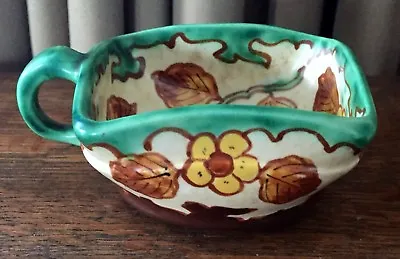 Vintage Regina Borodi Gouda Cup W/ Handle 1 3/4  Tall - Green Yellow Brown  • $25