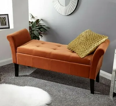 £209.99 • Buy Orange Ottoman Bench Chaise Lounge Small Sofa Storage Window Seat Hall Bedroom