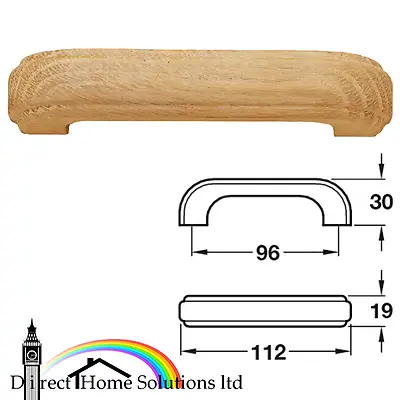 Hafele Adda Unfinished Wooden Oak D Pull Handle Knob 96mm Fixing Drawer Cabinet • £5.39