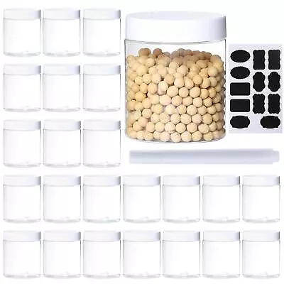 24Pack 8oz Plastic Jar Storage Container With White Lids Airtight Clear Wide-... • $28.59