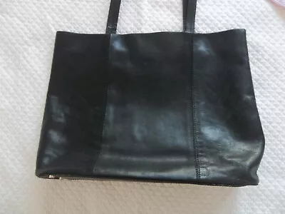 MONSAC Black Leather Large Purse/Bag/Tote  - Heavy And Very Nice • $39.99