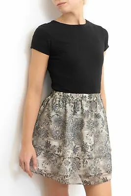 £9.89 • Buy M&S Skirt Womens Floral Green Grey Boho Summer Lined Holiday Clearance Sale