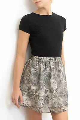 £9.89 • Buy M&S Skirt Womens Floral Green Grey Boho Summer Lined Holiday Clearance Sale