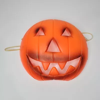 Vtg Manley Toys 7.5  Plastic Blow Molded Pumpkin Jack O Lantern Halloween Mask • $20