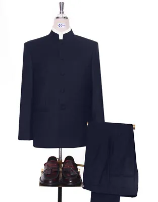Nehru Collar Suit | Dark Navy Blue Nehru Suit • £199