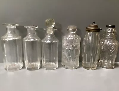 £18 • Buy Six Various Antique Victorian Cut Crystal Glass Bottles & Faceted Glass Stopper