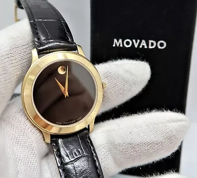 MOVADO Museum 87.E4.0844 Gold Plate Sapphire Crystal MENS W/BOX WATCHR24-23 • $174.99