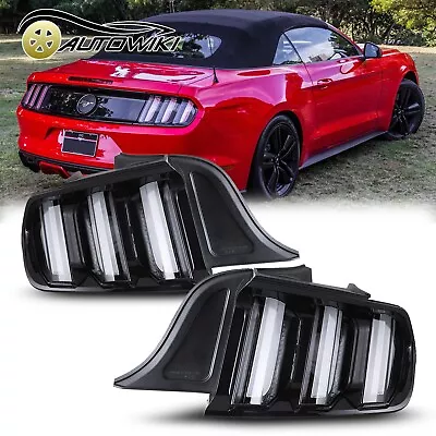 AUTOWIKI LED Sequential Tail Lights For 2015-2023 Ford Mustang Black Clear Lens • $272.75