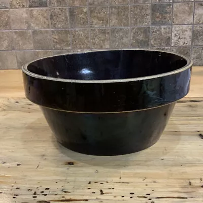 Vintage Brown Stoneware/Earthenware Mixing Bowl Wide Rim Shoulder Band • $14.97
