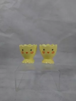 2 Vintage Egg Cups Yellow Chicks Easter • £5.65
