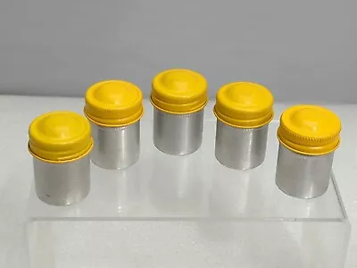 5 Kodak 35mm Metal Film Canisters Silver With Yellow Top - Preowned Vintage • $38.95