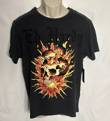 NEW Ed Hardy Mens Black T-shirt Spellout Tee Shirt Cotton Blend Sz Medium NWT • $29.99