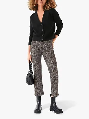 £19 • Buy Hush Womens Tilda Kick Flare Skinny Brown Cheetah Print Jeans Size 10