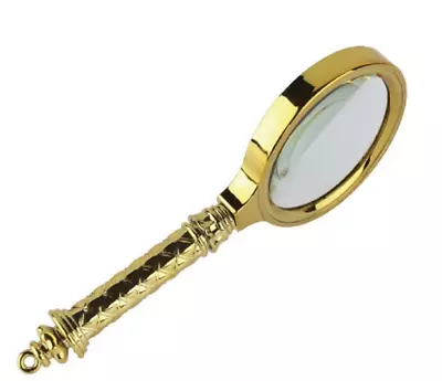 90mm Gold-Plated Magnifier 10X Real Glass Magnifying Glass With Flower Handle • $9.52