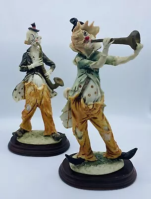 2 Vintage 1980s Pucci Arnart Hobo Clown Figurines Hand Painted Wood Base • $20