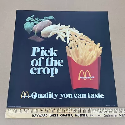 Vintage 1977 McDonald’s Point Of Purchase Translite Sign Pick Of The Crop Fries • $55