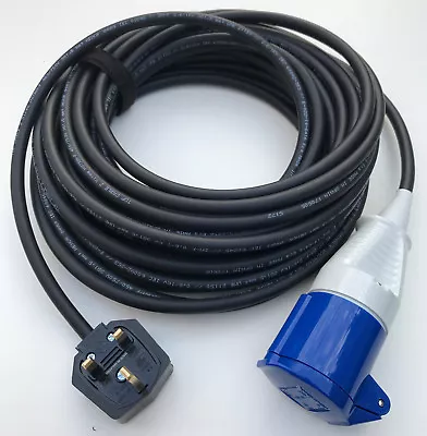 BEST QUALITY 13 Amp Rubber Plug 16 Amp Walther Blue Socket Adaptor H07RN-F Cable • £16.64