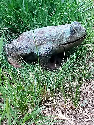 Vintage Metal Frog Lawn Décor Signed By Artist  Unique Lawn Frog Pond Décor • $145